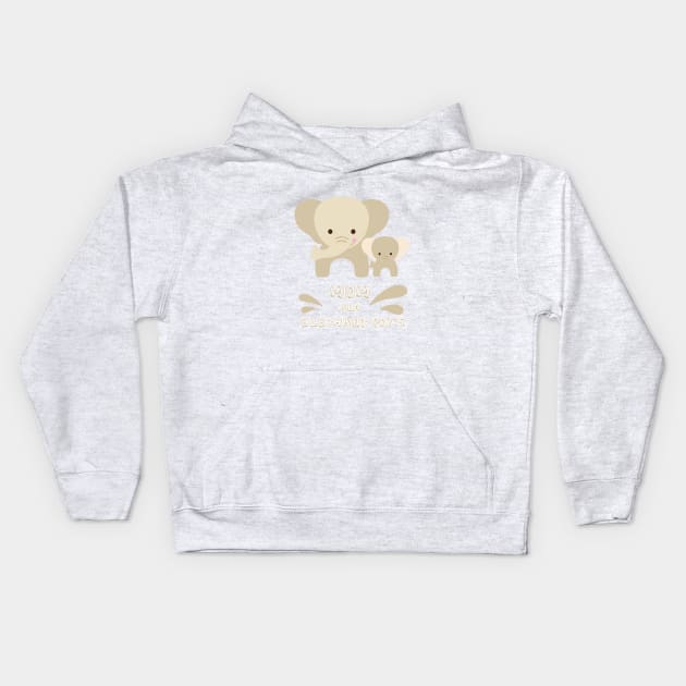 Baby Elephant and Mom Kids Hoodie by Aldrvnd